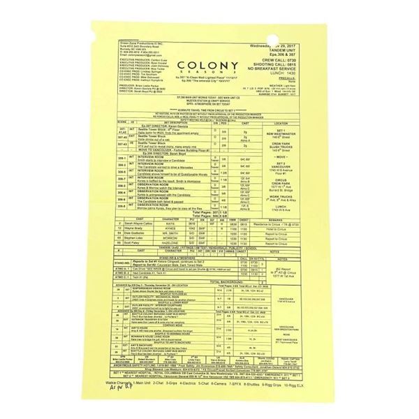 Colony (2016–2018) - Call Sheet