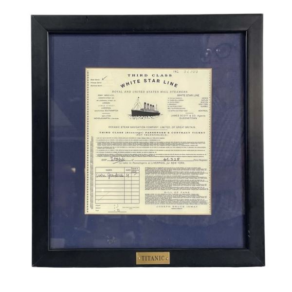 Titanic (1997) - Prop Framed Third Class Ticket