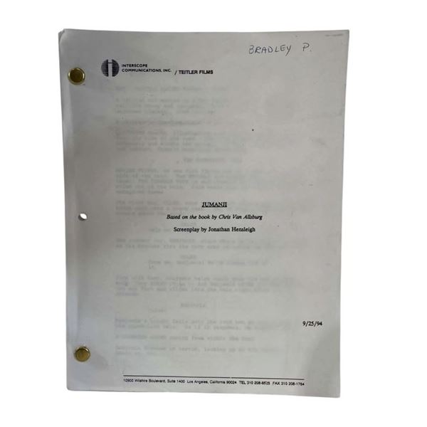 Jumanji (1995) - Bradley Pierce Used Script