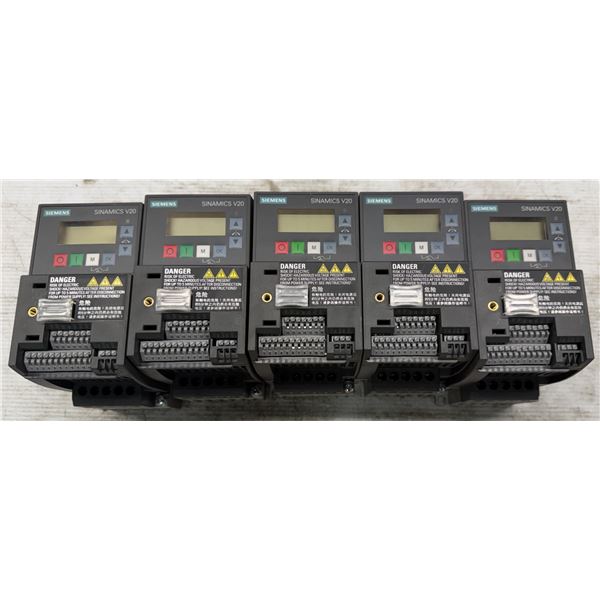 (5) Siemens #6SL3210-5BB17-5UV1 Sinamics V20 Inverters