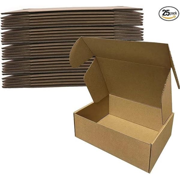 25-Pack of Small Brown Shipping Boxes (9" x 6" x 3") Brown Corrugated Cardboard Mailer Boxes - New