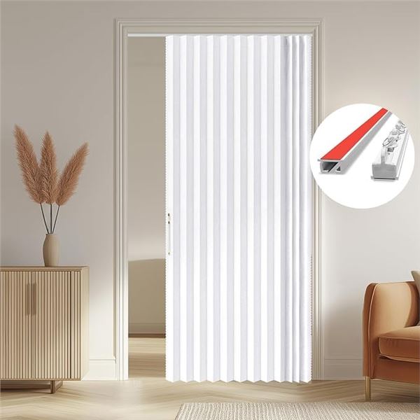 Ajazz Accordion 100% Blackout Door Curtain for Home Interior (53" W x 79" H) White - New Sealed