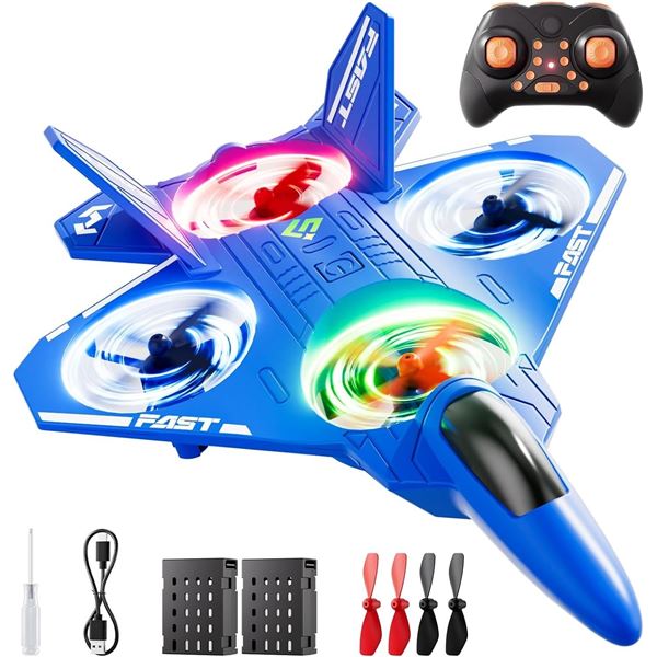 Remote Control Airplane Drone Toy w/ One Key Take Off/Landing, 3 Speed Modes, 360° Flips - New