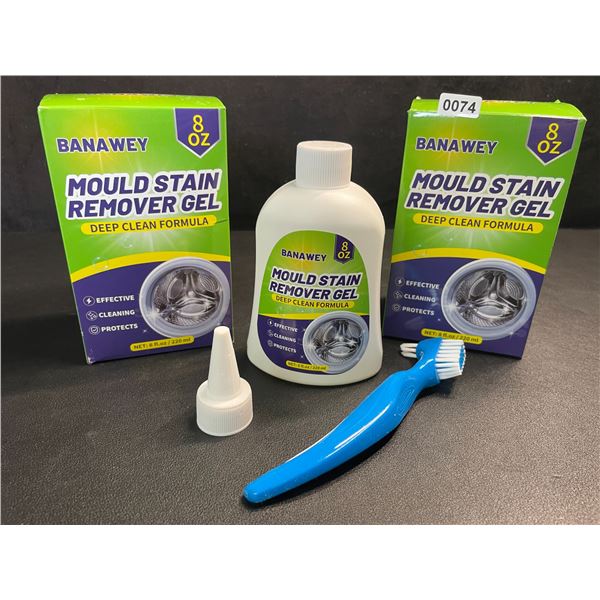 2 Boxes of Mould Stain Remover Gel (220ml) Deep Clean Formula with Scrub Brush - New