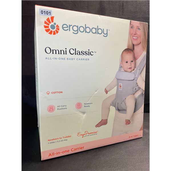 Ergobaby Omni Classic All-In-One Baby Carrier (0-4yrs) Newborn to Toddler (Pearl Grey - Cotton) New