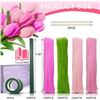 Image 2 : 400PC DIY Pipe-Cleaner Flowers/Handmade Bouquet Crafting Kit - Pink Flower Making Kit - New!