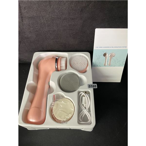Electric Skin Scrubber/Facial Cleaning Brush (Rechargeable Design) with Assorted Heads; New (No Box)
