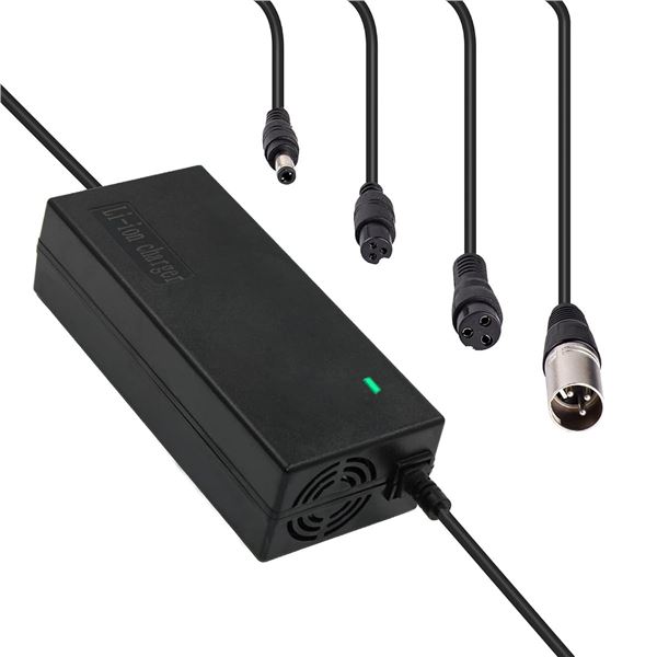 54.6V 2A E-Bike/E-Scooter Li-Ion Battery Charger w/ Assorted Plugs/Connectors for Charging E-Bikes