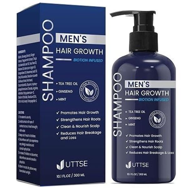 Uttse Biotin Men's Hair Growth Shampoo (300ml) Promotes Hair Growth/Reduces Hair Breakage & Loss