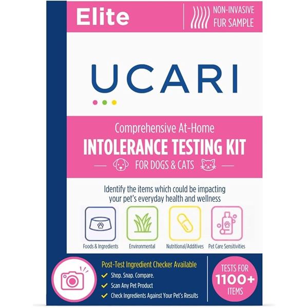 UCARI Elite At-Home Pet Sensitivity Test; Screens for 1000+ Intolerances in Dogs/Cats - New Sealed!