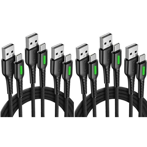 Lot of 2 3-Packs INIU USB-C Nylon Braided Charging Cables (USB-C to USB-A Charging Cords) New