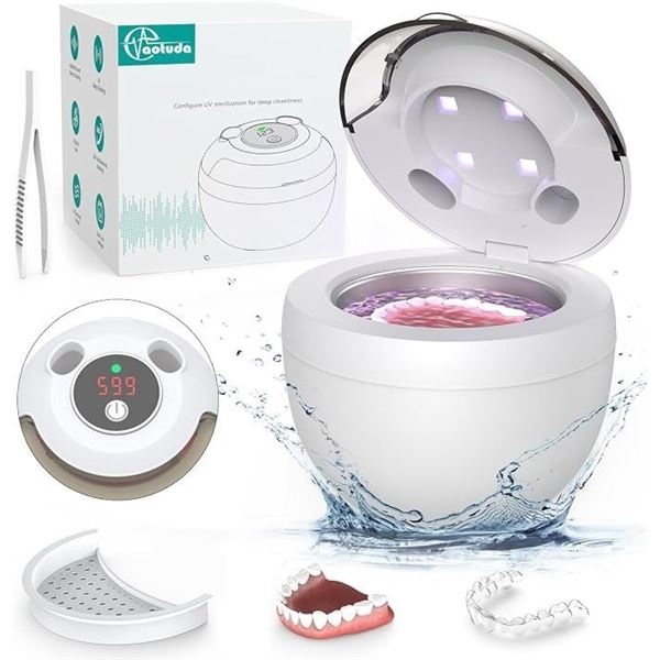 Ultrasonic Cleaner Machine for Jewelry, Retainers, Mouth Guards; 200ml, 4 Modes, Digital Timer - New