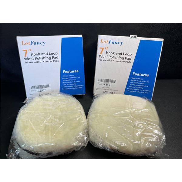 Lot of 2 2-Packs of 7" Hook and Loop Wool Polishing Pads/Detailing Pads - New