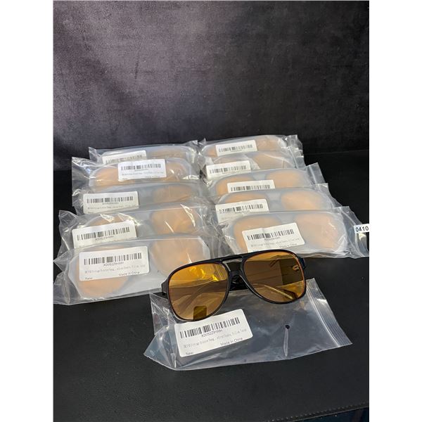 Lot of 11 Vintage Aviator-Style Sunglasses - Yellow Lens/Large Design - New