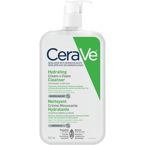 CeraVe Hydrating Cleam-To-Foam Cleanser (562ml) For Normal to Dry Skin - New
