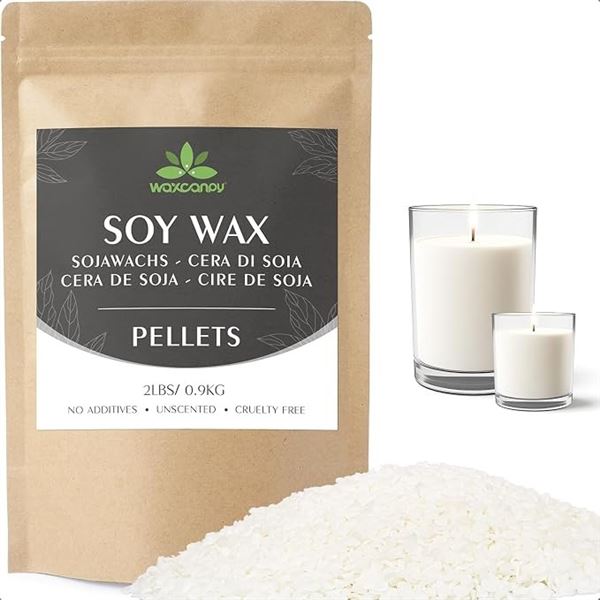 2LB Bag of Organic Soy Wax Pellets (Pure & Natural) Premium Candle Wax for Candle Making - New