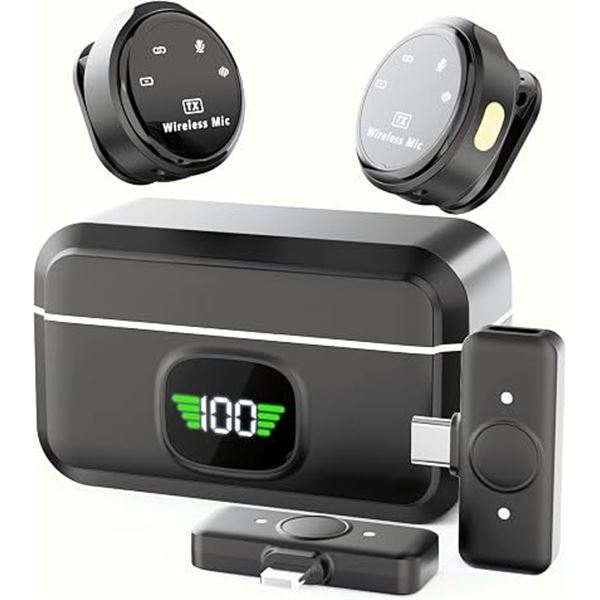 Wireless Lavalier Microphone for Video Recording/Streaming; Ultra-Low Latency, 360° HD Recording NEW