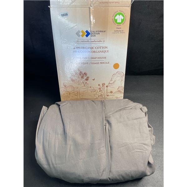 California Design Den 100% Organic Cotton Twin XL Fitted Bed Sheet (Grey) - Open Box