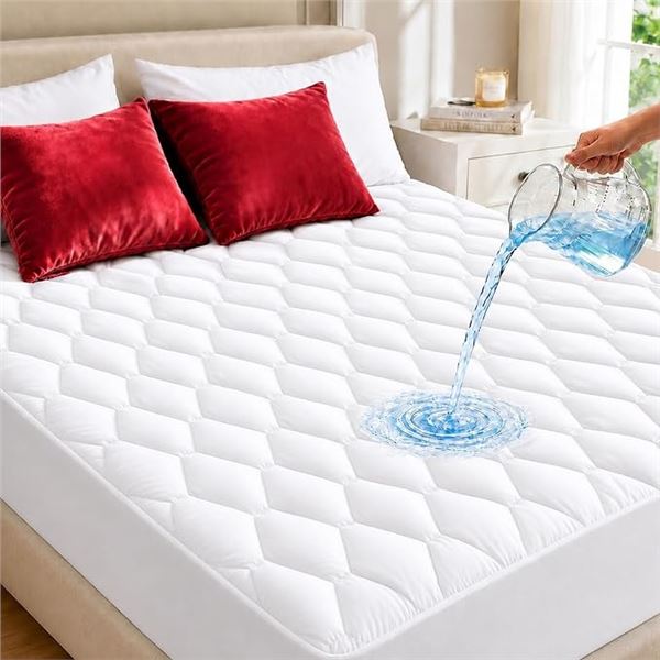 Full-Size Quilted Waterproof Mattress Pad (39" x 75") Breathable/Soft; Deep-Pocket Protector - New