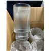 Image 2 : 6PC Set of Ribbed Drinking Glasses with Glass Straws - New