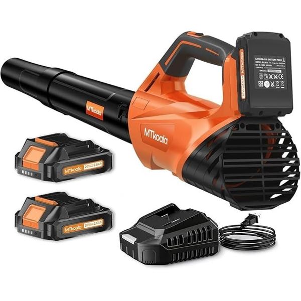 MTKoala Cordless Electric Leaf Blower with 2x 2.6Ah 20V Batteries & Fast Charger - Brand New!