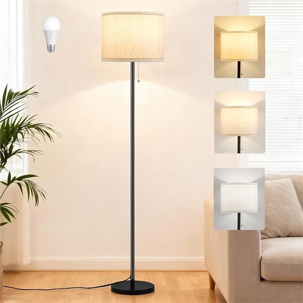 67.5" Tall Floor Lamp with Boho Linen Shade, 3 Color Temps, Bulb Included - New in Box