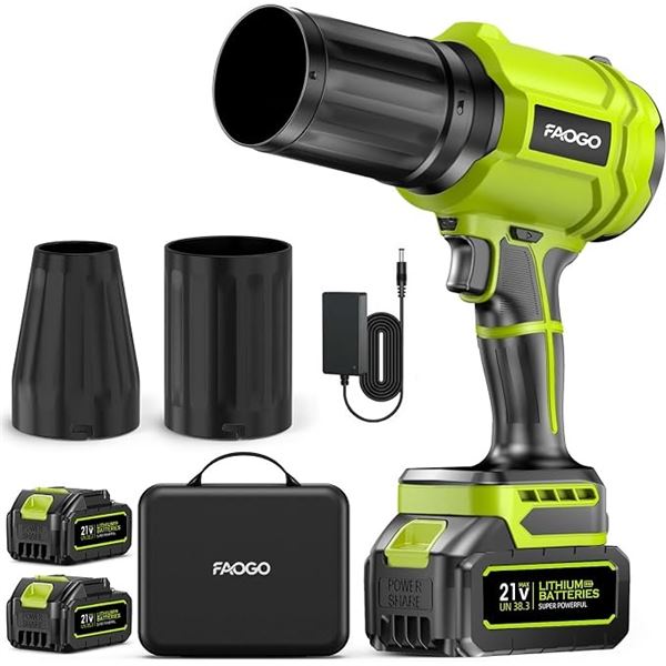 Cordless Electric Handheld Leaf Blower w/ 2x 21V Batteries & Charger; 990,000 RPM Blow Force - NEW