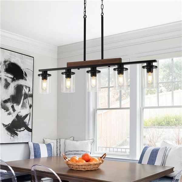 5-Light Kitchen Island Hanging Farmhouse Ceiling Light Fixture; Modern Design - NEW IN BOX!