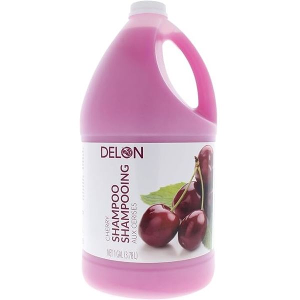 1-Gallon Jug of Delon Wild Cherry Shampoo (3.78L) For Dry & Normal Hair; Salon-Quality Shampoo - New