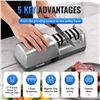 Image 3 : Electric Knife Sharpener for Kitchen - 3-Stage Diamond Abrasive Sharpener, 15° Guide - NEW