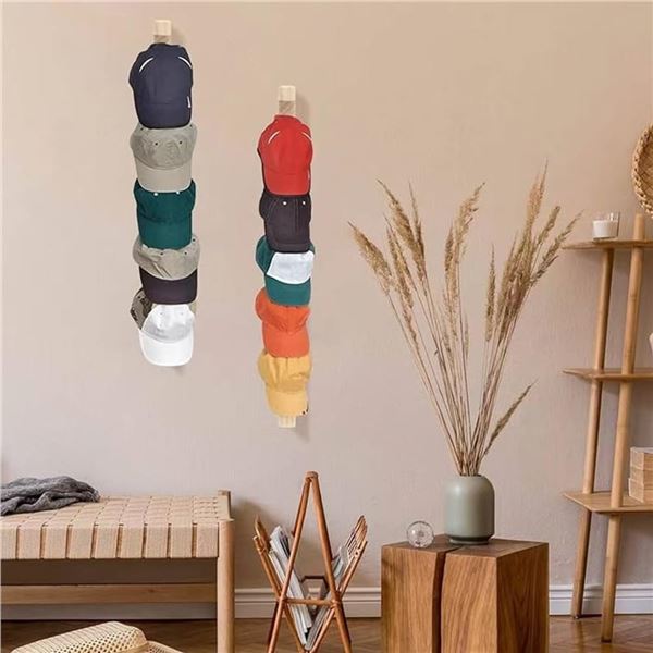 2-Pack of Wooden Hat Organizer Racks - For Holding/Displaying Hats/Baseball Caps - New