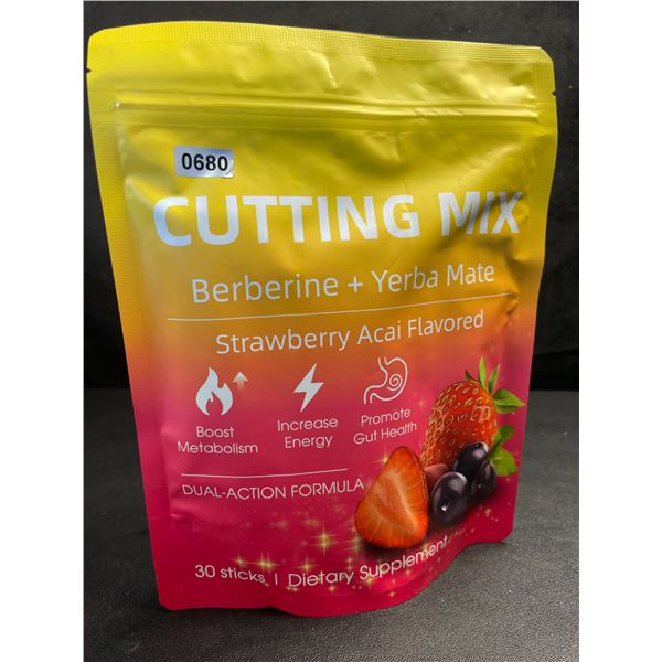 Cutting Drink Mix (30 Sticks) Strawberry Acai Flavored - Berberine + Yerba Mate - New Sealed