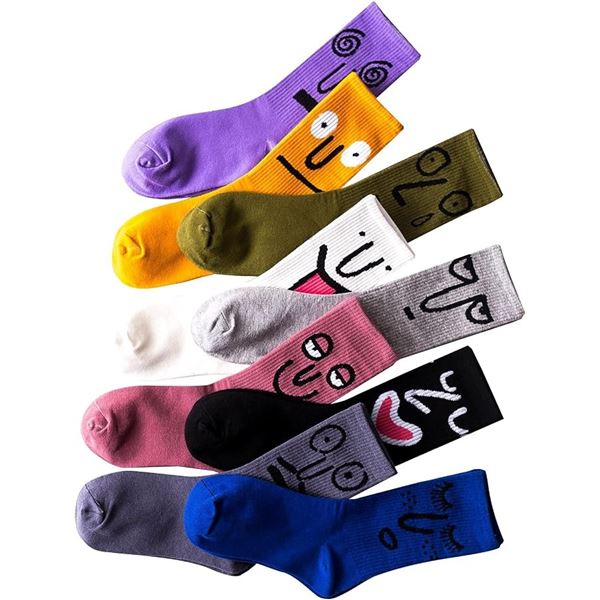 9-Pairs Funny Graphic Crew Socks for Men/Women - Comfortable Cotton Blend - New