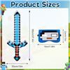 Image 2 : 24pcs Minecraft/Pixel-Theme Party Supply Set - Includes Masks, 37" Large Inflatable Swords, & Pump