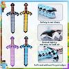 Image 6 : 24pcs Minecraft/Pixel-Theme Party Supply Set - Includes Masks, 37" Large Inflatable Swords, & Pump