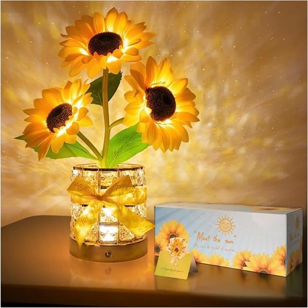 Sunflower LED Cordless Table Lamp; USB-Rechargeable Touch 3-Color Night Light - New in Box!
