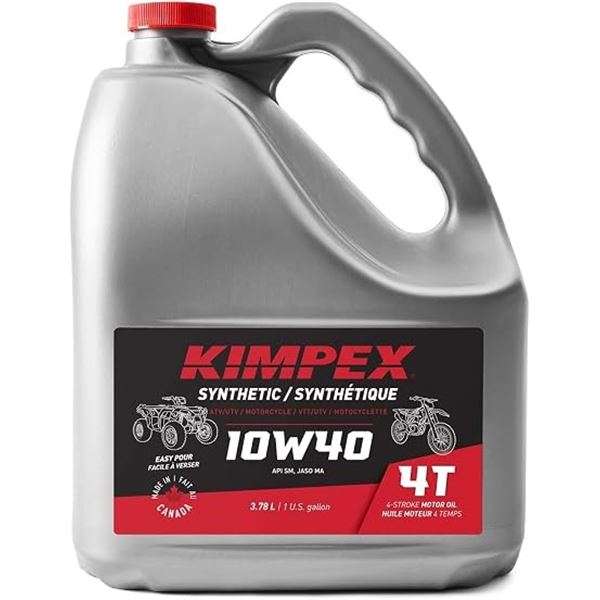 3.78L Jug of KIMPEX Synthetic 10W40 4-Stroke Motor Oil (1 Gallon) for ATV/Motorcycle/UTV - New