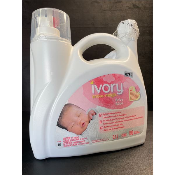 Ivory Snow Baby Hypoallergenic Laundry Detergent (3.1L Jug) Fights Stains/Gentle on Skin - New