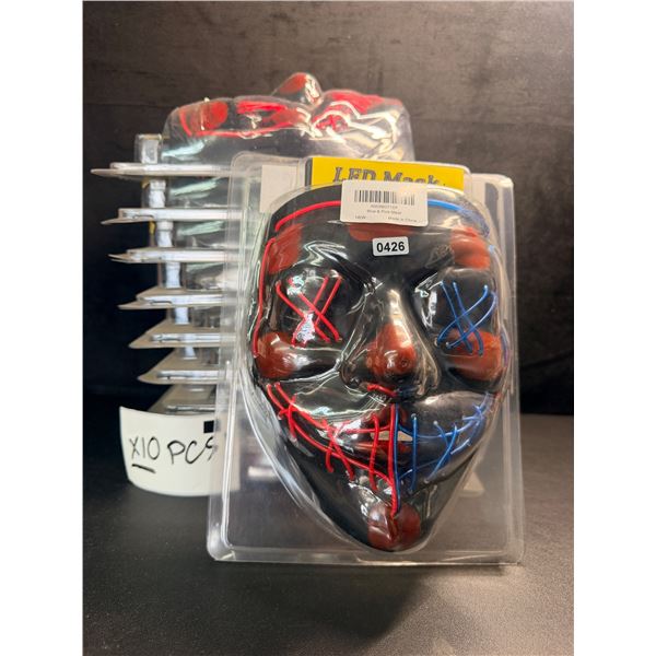 Lot of 10-PCS LED Light Up Halloween Masks - Inspired by The Purge! - New