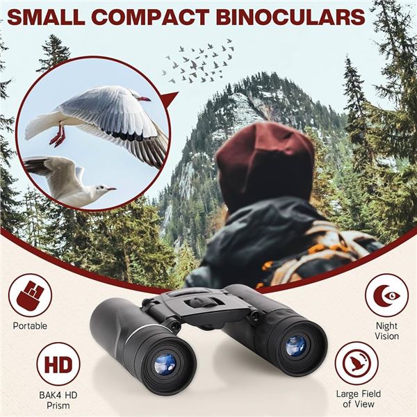 200x25 Outdoor Binoculars with Travel Pouch and Smart Phone Mount for Camera Zoom! - New