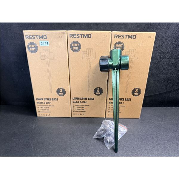 Restmo 3 3-Packs of Heavy Duty Lawn Spike Base for Hoses Sprinklers etc (9PCS TOTAL) - New