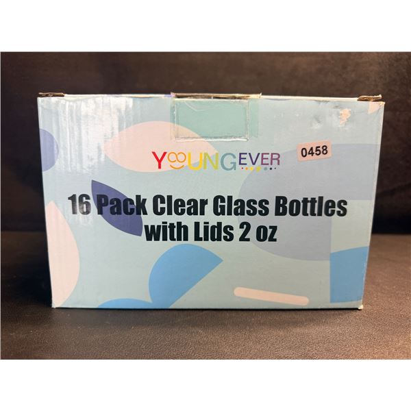 16-Pack of 2oz Clear Glass Bottles with Lids for Creams Travel Crafts Perfumes etc - New