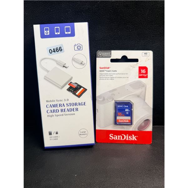 Highspeed USB-C SD and Micro SD Card Reader with 16GB Sandisk SD Card! - New