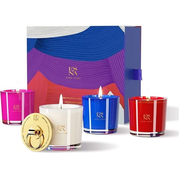 ESNA HOME 4PC Brillo Collection Premium Scented Soy Wax Candle Gift Set (4 x 60g Candles) NEW
