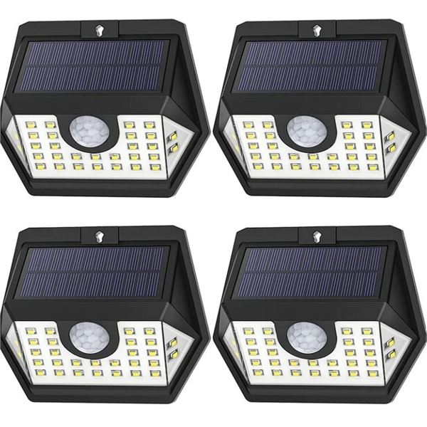 MPOW 4-Pack LED Outdoor Solar Motion Sensor Lights - Ultra-Bright, Waterproof & Durable - New