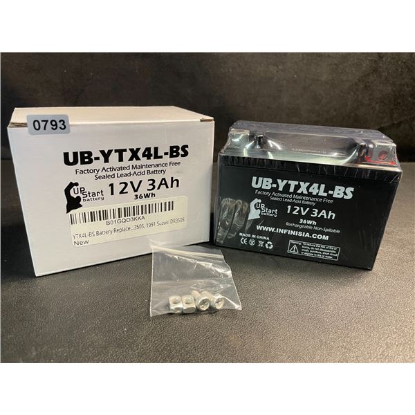 Upstart Factory Activated 12V 3.0Ah Sealed Lead-Acid Battery/ATV Battery - Brand New!