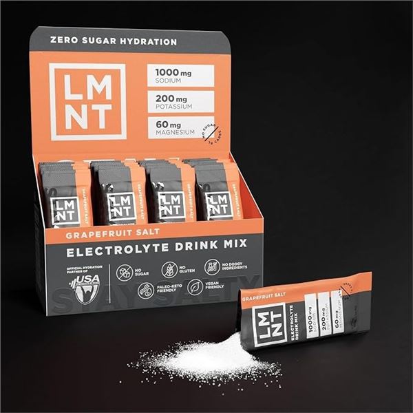 Box of 29-Sachets LMNT Electrolyte Drink Mix (Grapefruit Salt) Paleo Hydration Powder