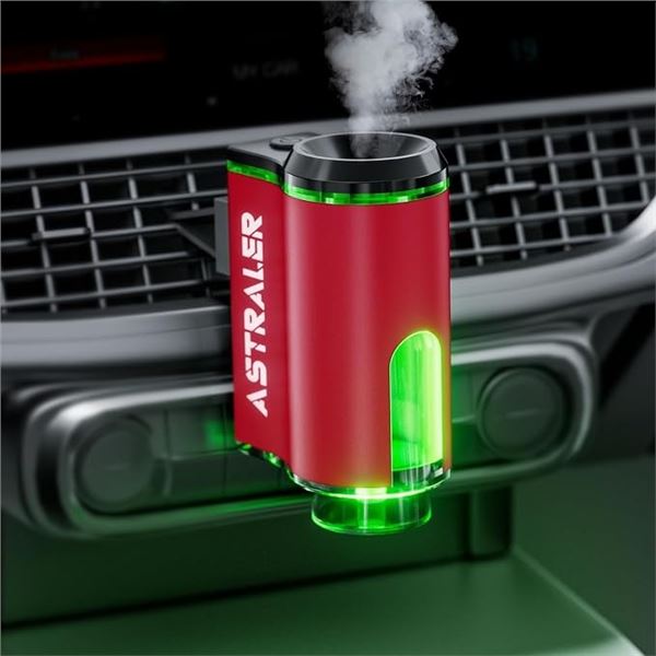 ASTRALER Smart Car Air Freshener/Aroma Diffuser; USB-Rechargeable, 3 Scent Modes - NEW
