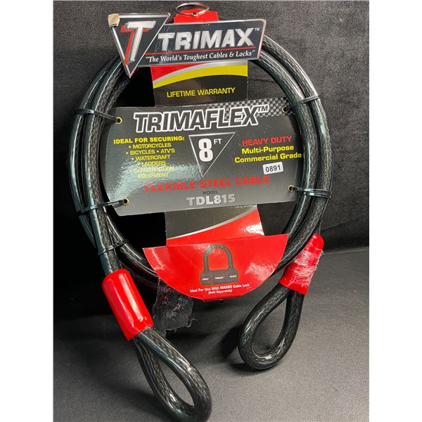 TRIMAX 8FT Trimaflex Flexible Steel Cable - Great for Securing Bikes/ATV's/Motorcycles/Equipment NEW