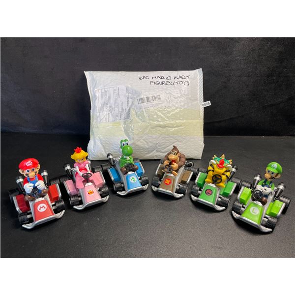 Set of 6 Mario Kart Pull-Back Car Toys/Figurines for Kids - Large 3" x 4" Size - New